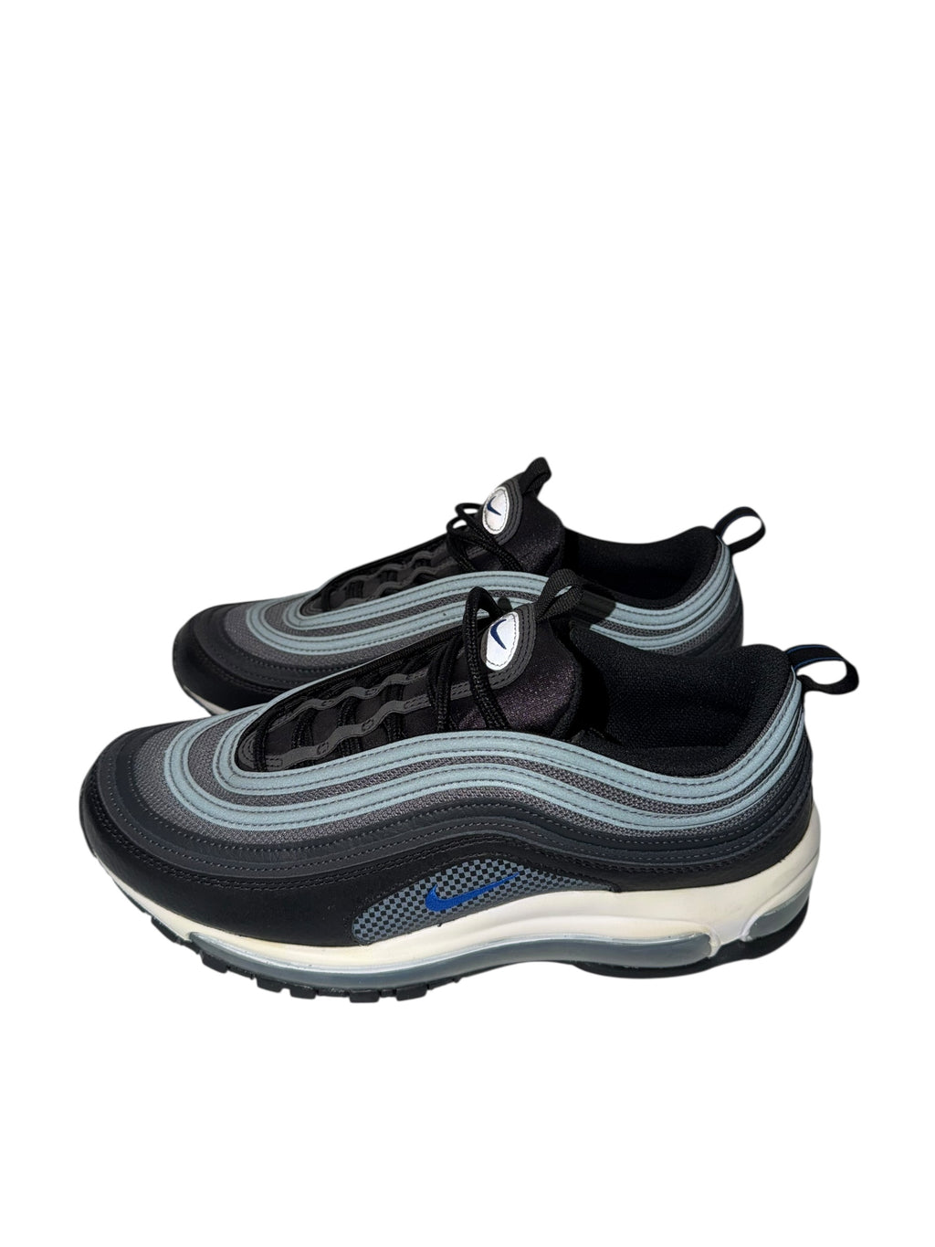 Nike Air Max 97 Sneakers – Black / Grey with Blue Accents (Men’s 9.5)