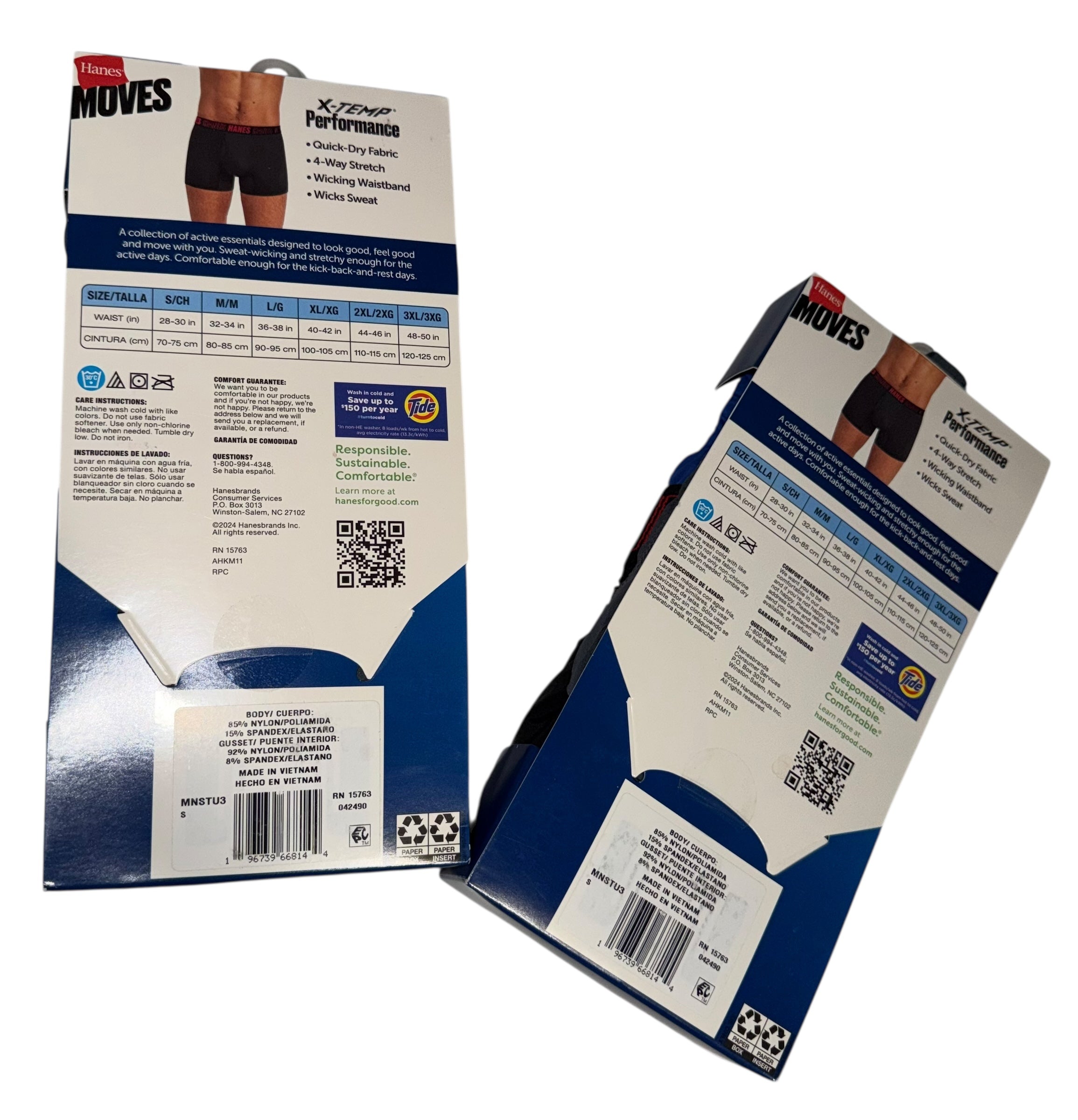 2 Pack-Hanes Moves X-Temp Men’s Performance Trunks 3-Pack | Anti-Chafe Cooling Underwear